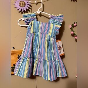 Colorful Striped Ruffle Dress